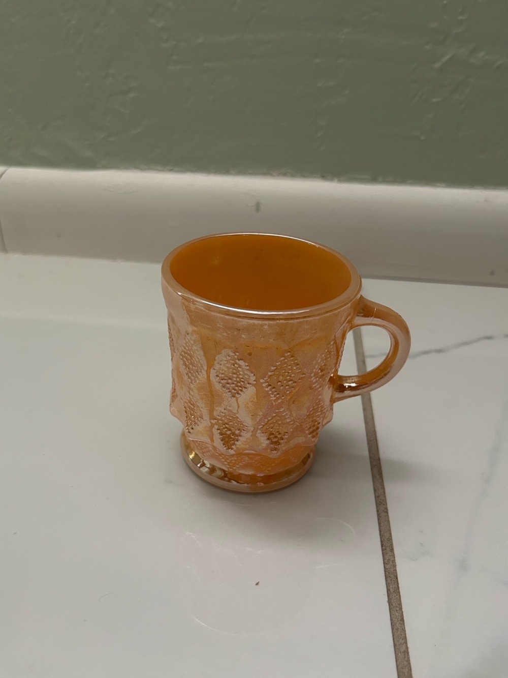 Orange Textured Glass Mug - Anchor Hocking Fire King